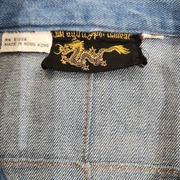 RARE VINTAGE 70s MOD Denim Jacket Patchwork, Men's Small Womens Med( listing as) - Picture 6 of 7